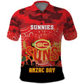 Custom Suns Football ANZAC Polo Shirt Gallipoli Camouflage With Poppies