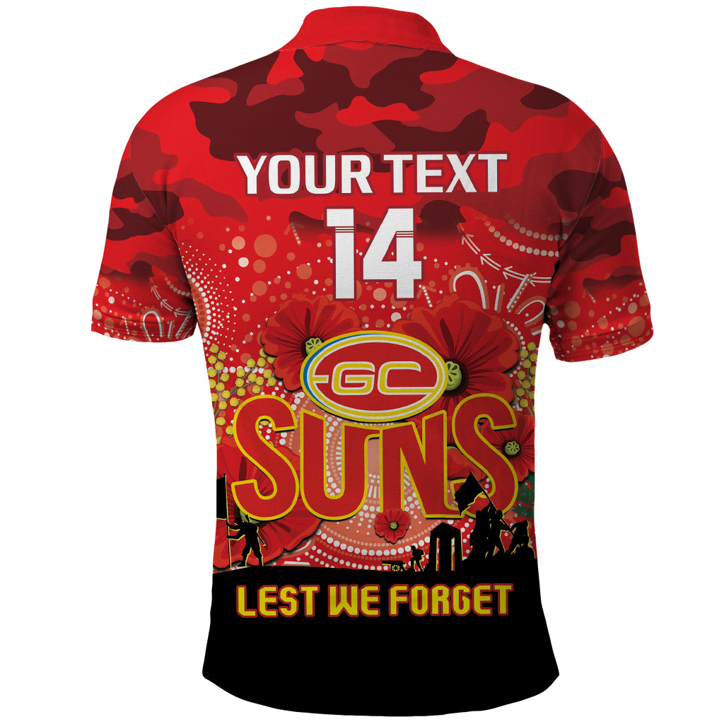 Custom Suns Football ANZAC Polo Shirt Gallipoli Camouflage With Poppies