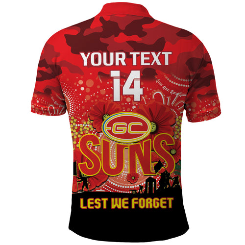 Custom Suns Football ANZAC Polo Shirt Gallipoli Camouflage With Poppies