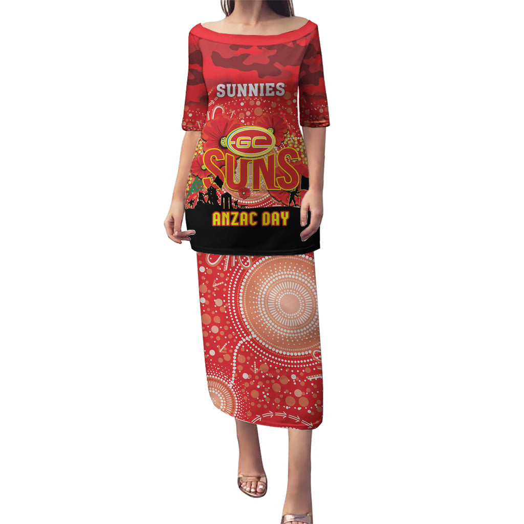 Custom Suns Football ANZAC Puletasi Gallipoli Camouflage With Poppies