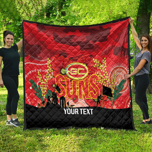 Custom Suns Football ANZAC Quilt Gallipoli Camouflage With Poppies
