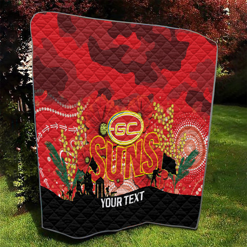 Custom Suns Football ANZAC Quilt Gallipoli Camouflage With Poppies