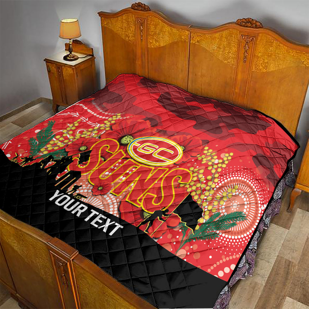 Custom Suns Football ANZAC Quilt Gallipoli Camouflage With Poppies