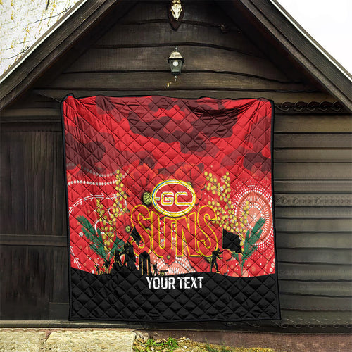 Custom Suns Football ANZAC Quilt Gallipoli Camouflage With Poppies