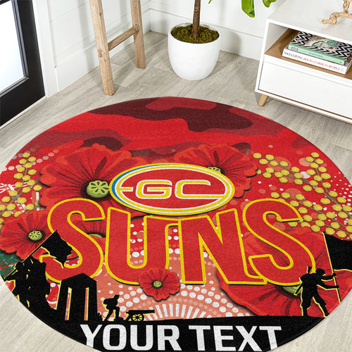 Custom Suns Football ANZAC Round Carpet Gallipoli Camouflage With Poppies