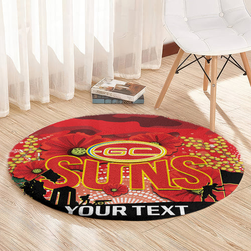 Custom Suns Football ANZAC Round Carpet Gallipoli Camouflage With Poppies