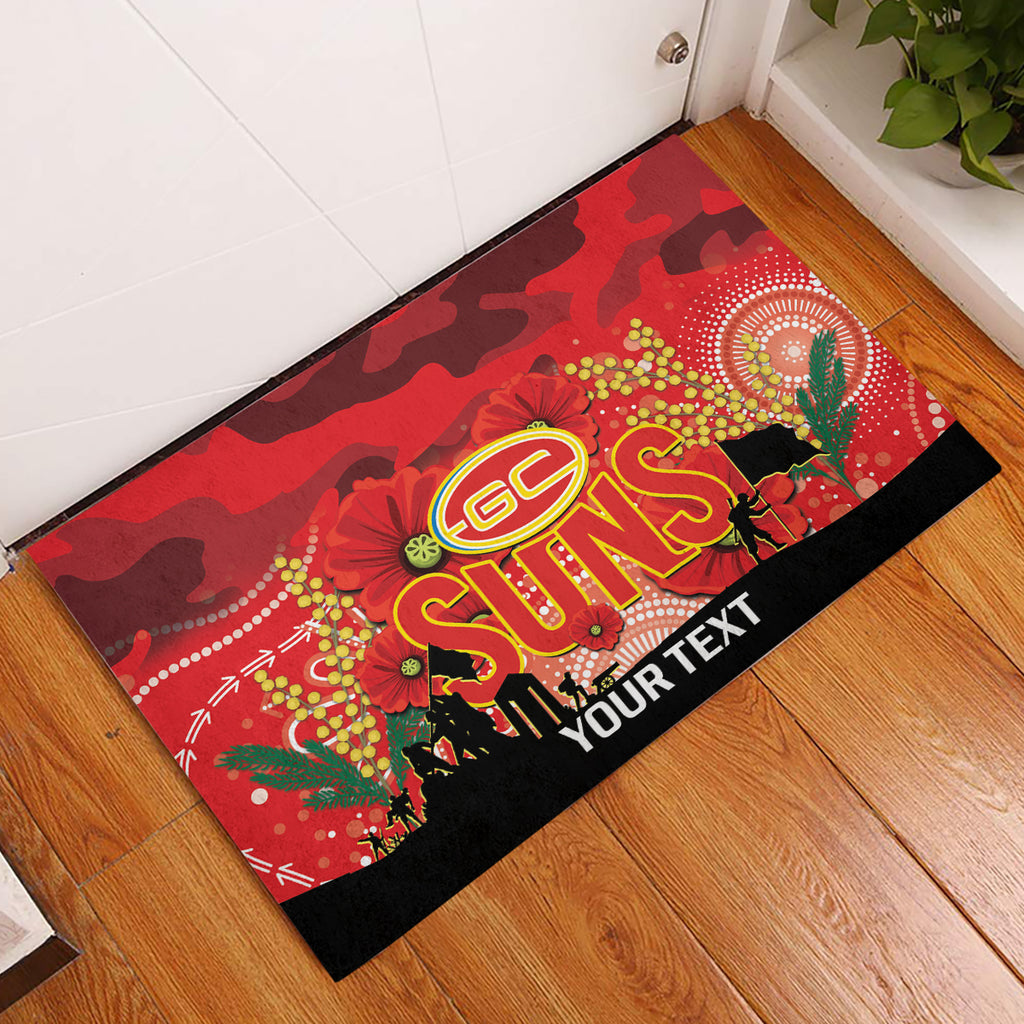 Custom Suns Football ANZAC Rubber Doormat Gallipoli Camouflage With Poppies