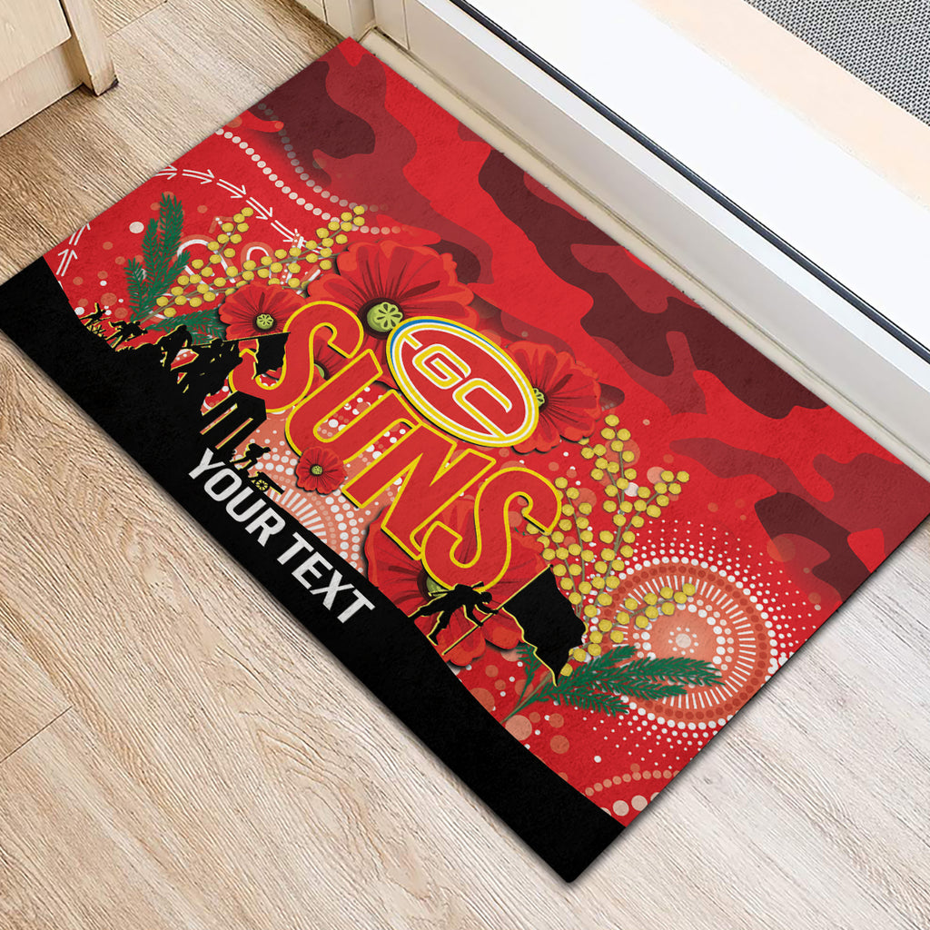 Custom Suns Football ANZAC Rubber Doormat Gallipoli Camouflage With Poppies