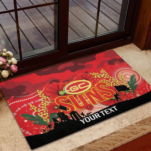 Custom Suns Football ANZAC Rubber Doormat Gallipoli Camouflage With Poppies