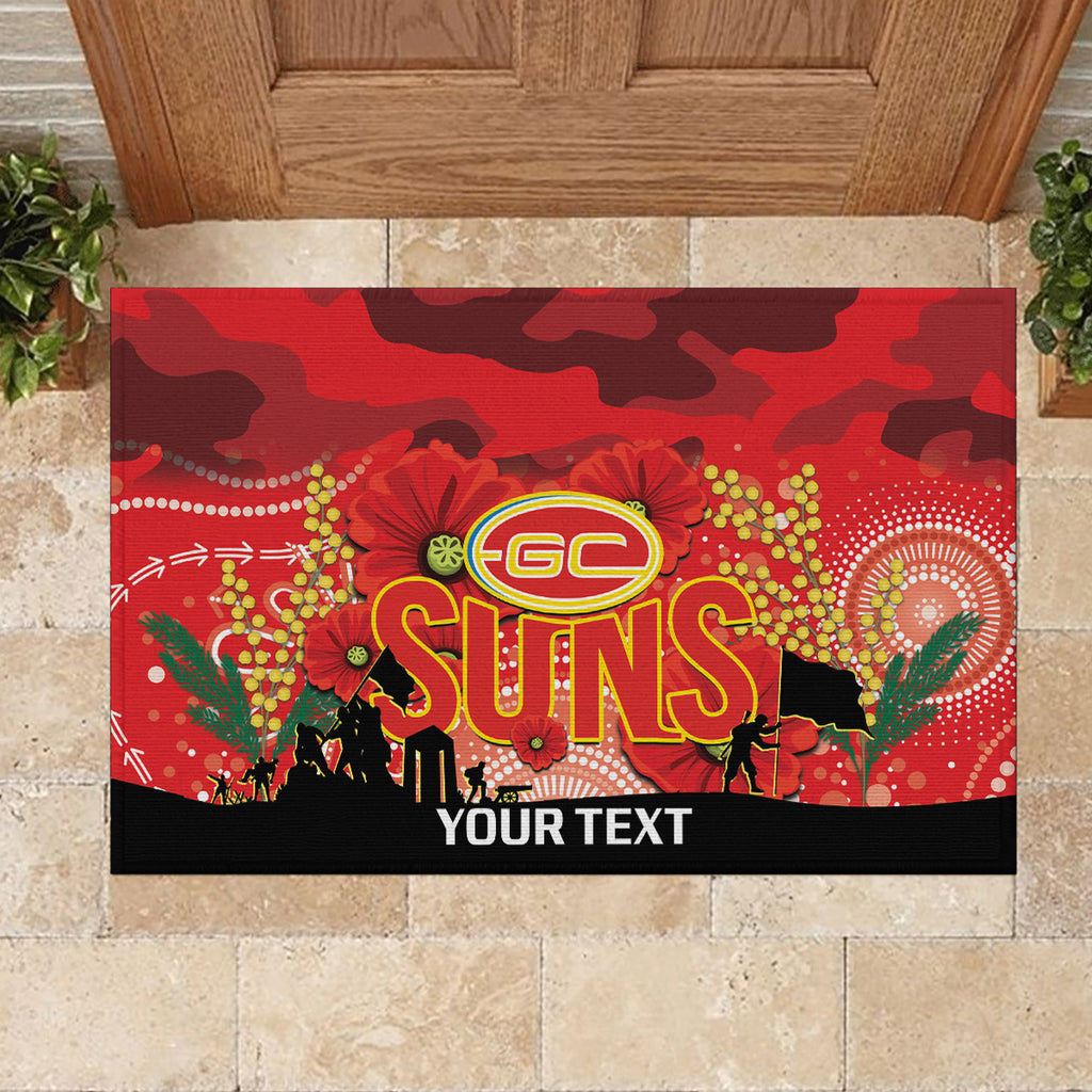 Custom Suns Football ANZAC Rubber Doormat Gallipoli Camouflage With Poppies