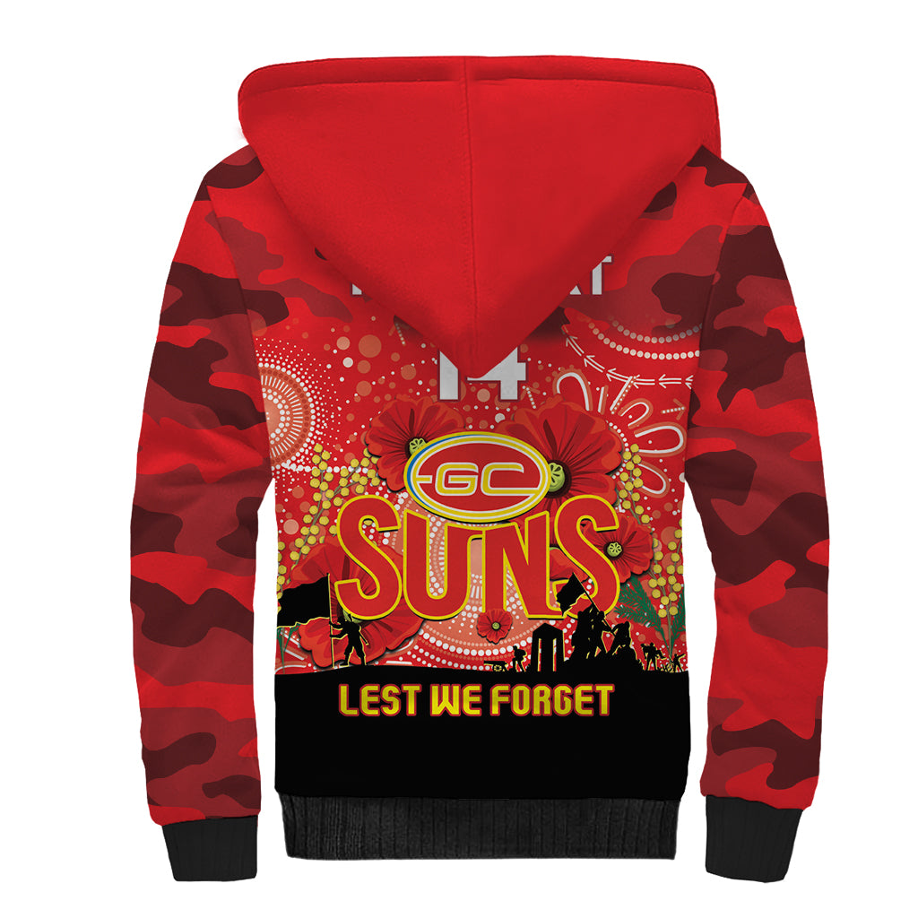 Custom Suns Football ANZAC Sherpa Hoodie Gallipoli Camouflage With Poppies