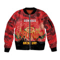 Custom Suns Football ANZAC Sleeve Zip Bomber Jacket Gallipoli Camouflage With Poppies