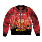 Custom Suns Football ANZAC Sleeve Zip Bomber Jacket Gallipoli Camouflage With Poppies