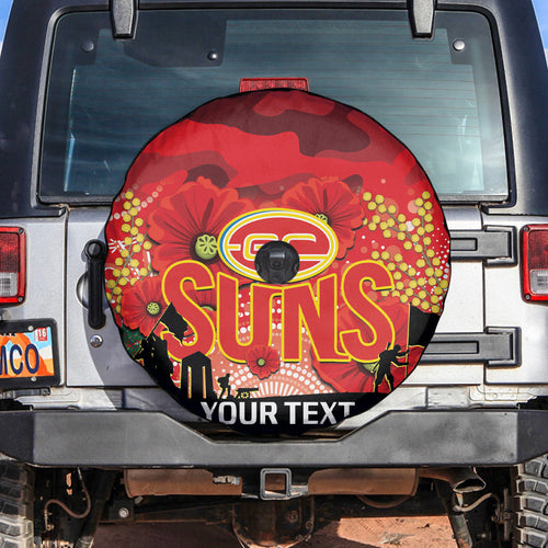 Custom Suns Football ANZAC Spare Tire Cover Gallipoli Camouflage With Poppies