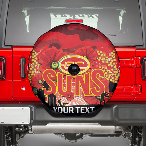 Custom Suns Football ANZAC Spare Tire Cover Gallipoli Camouflage With Poppies
