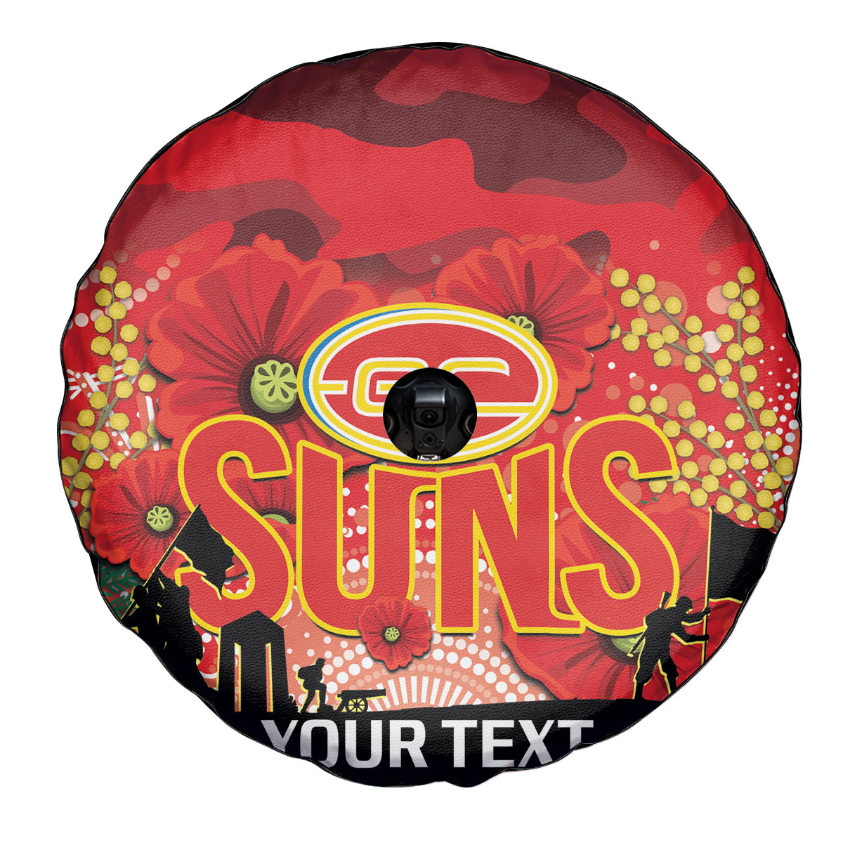 Custom Suns Football ANZAC Spare Tire Cover Gallipoli Camouflage With Poppies