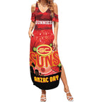 Custom Suns Football ANZAC Summer Maxi Dress Gallipoli Camouflage With Poppies