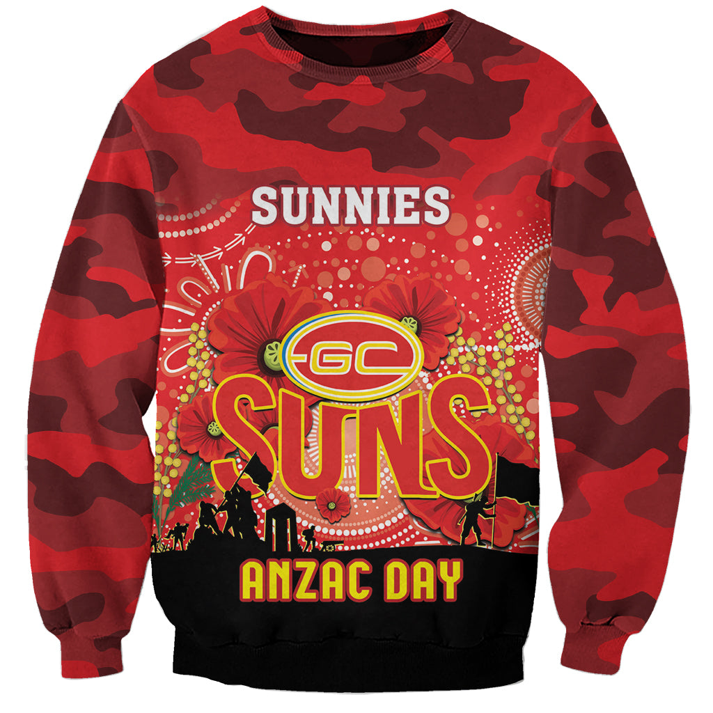 Custom Suns Football ANZAC Sweatshirt Gallipoli Camouflage With Poppies