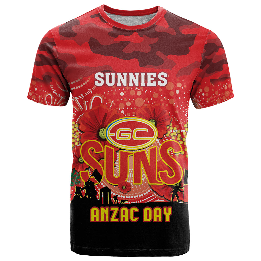 Custom Suns Football ANZAC T Shirt Gallipoli Camouflage With Poppies