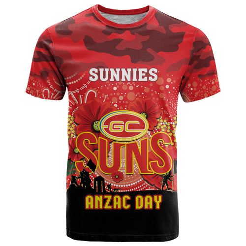 Custom Suns Football ANZAC T Shirt Gallipoli Camouflage With Poppies