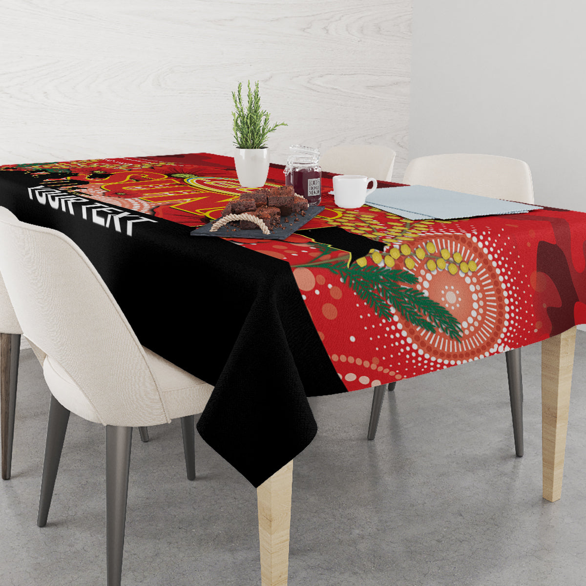 Custom Suns Football ANZAC Tablecloth Gallipoli Camouflage With Poppies