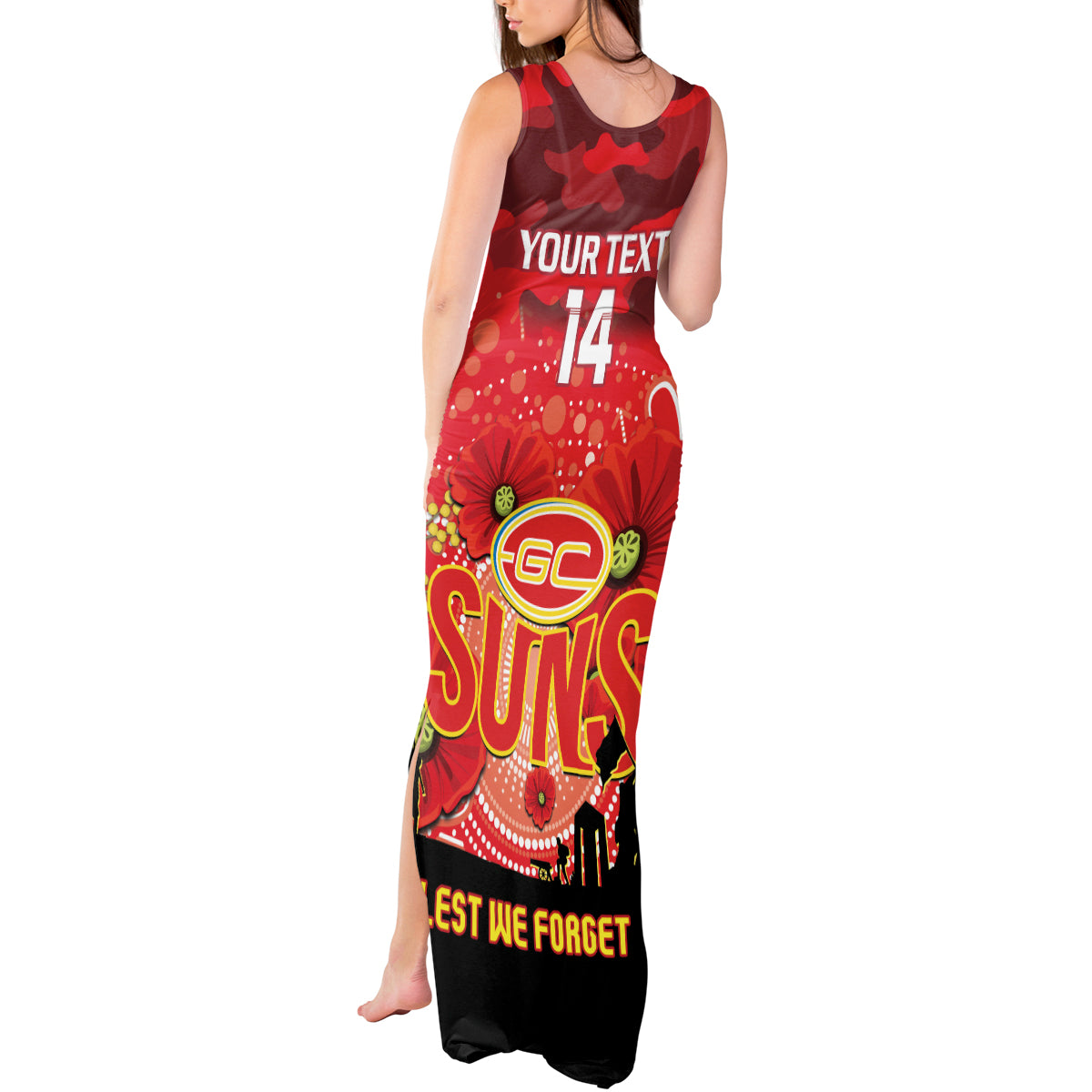 Custom Suns Football ANZAC Tank Maxi Dress Gallipoli Camouflage With Poppies