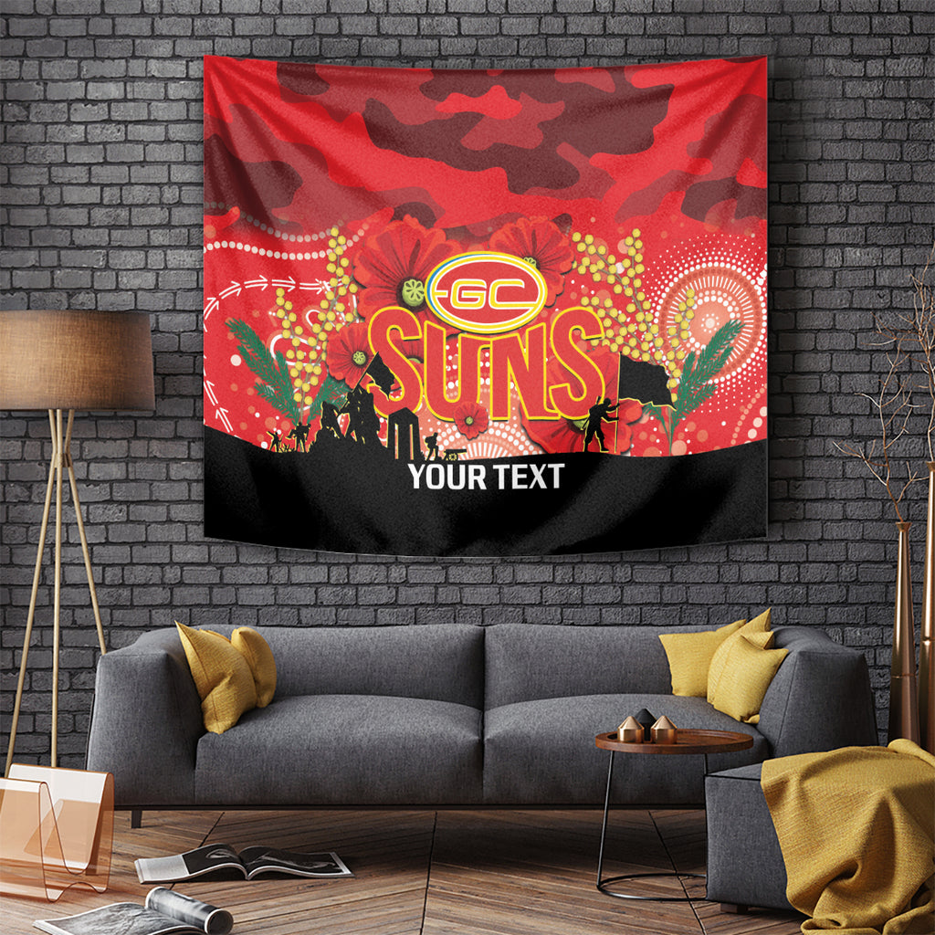 Custom Suns Football ANZAC Tapestry Gallipoli Camouflage With Poppies