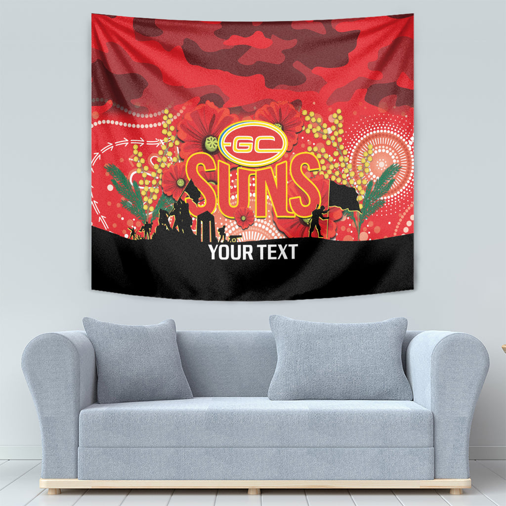 Custom Suns Football ANZAC Tapestry Gallipoli Camouflage With Poppies