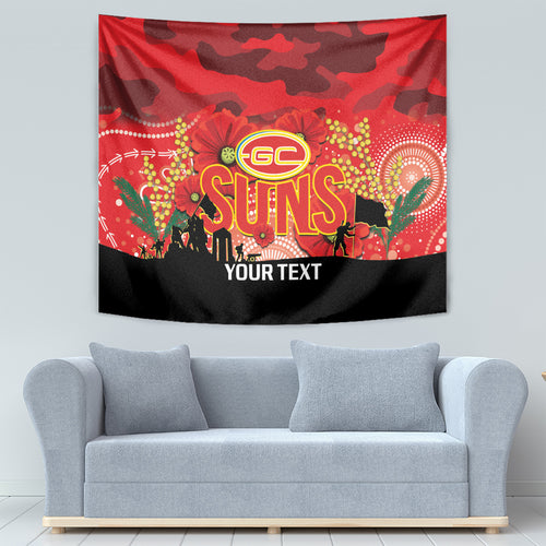 Custom Suns Football ANZAC Tapestry Gallipoli Camouflage With Poppies