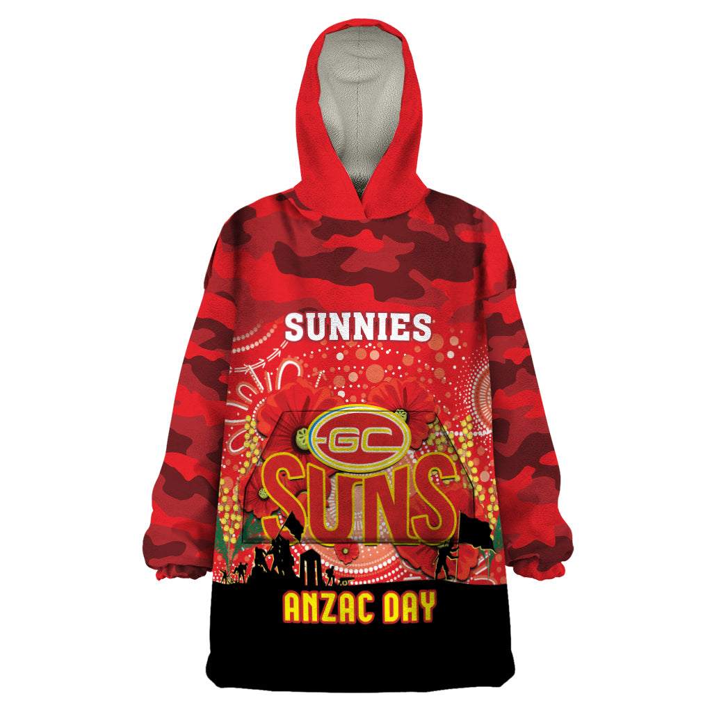 Custom Suns Football ANZAC Wearable Blanket Hoodie Gallipoli Camouflage With Poppies