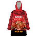Custom Suns Football ANZAC Wearable Blanket Hoodie Gallipoli Camouflage With Poppies