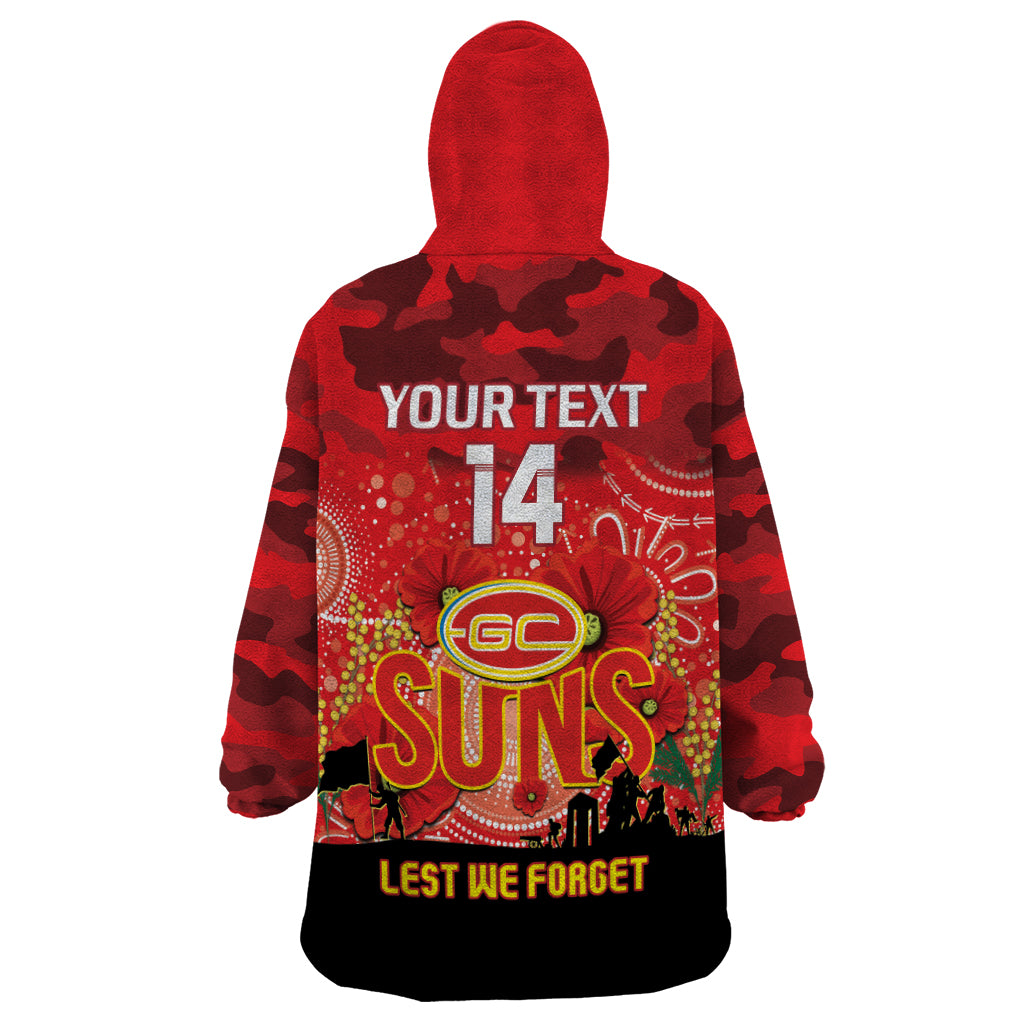 Custom Suns Football ANZAC Wearable Blanket Hoodie Gallipoli Camouflage With Poppies