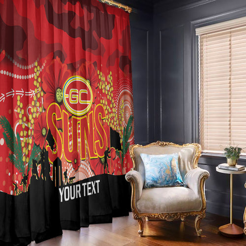 Custom Suns Football ANZAC Window Curtain Gallipoli Camouflage With Poppies