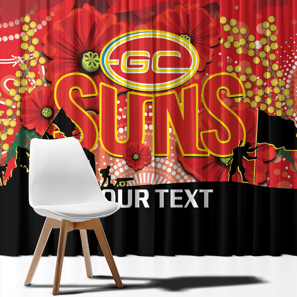 Custom Suns Football ANZAC Window Curtain Gallipoli Camouflage With Poppies