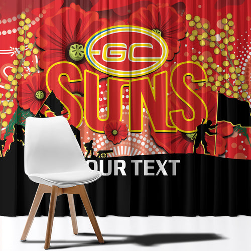 Custom Suns Football ANZAC Window Curtain Gallipoli Camouflage With Poppies