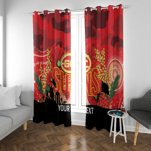 Custom Suns Football ANZAC Window Curtain Gallipoli Camouflage With Poppies