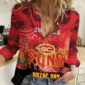 Custom Suns Football ANZAC Women Casual Shirt Gallipoli Camouflage With Poppies