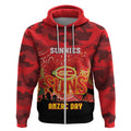 Custom Suns Football ANZAC Zip Hoodie Gallipoli Camouflage With Poppies