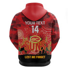 Custom Suns Football ANZAC Zip Hoodie Gallipoli Camouflage With Poppies