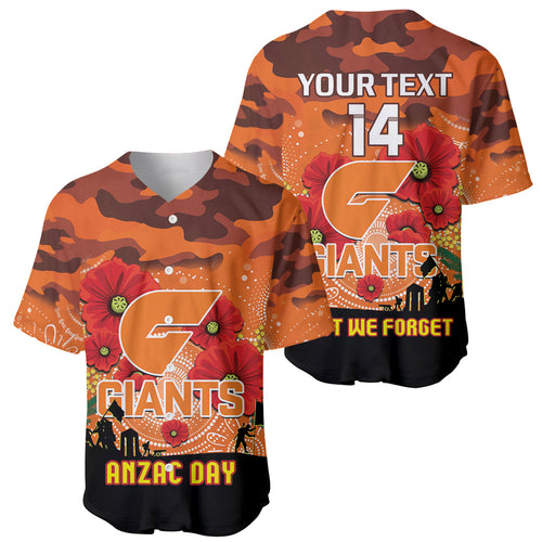 Custom Giants Football ANZAC Baseball Jersey Gallipoli Camouflage With Poppies