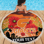 Custom Giants Football ANZAC Beach Blanket Gallipoli Camouflage With Poppies