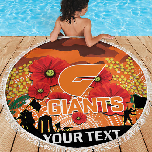 Custom Giants Football ANZAC Beach Blanket Gallipoli Camouflage With Poppies