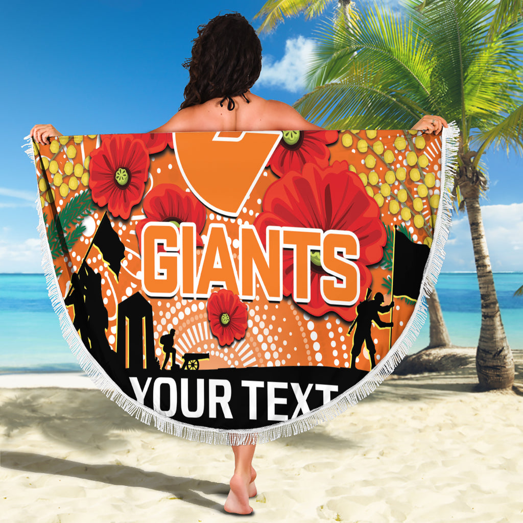 Custom Giants Football ANZAC Beach Blanket Gallipoli Camouflage With Poppies