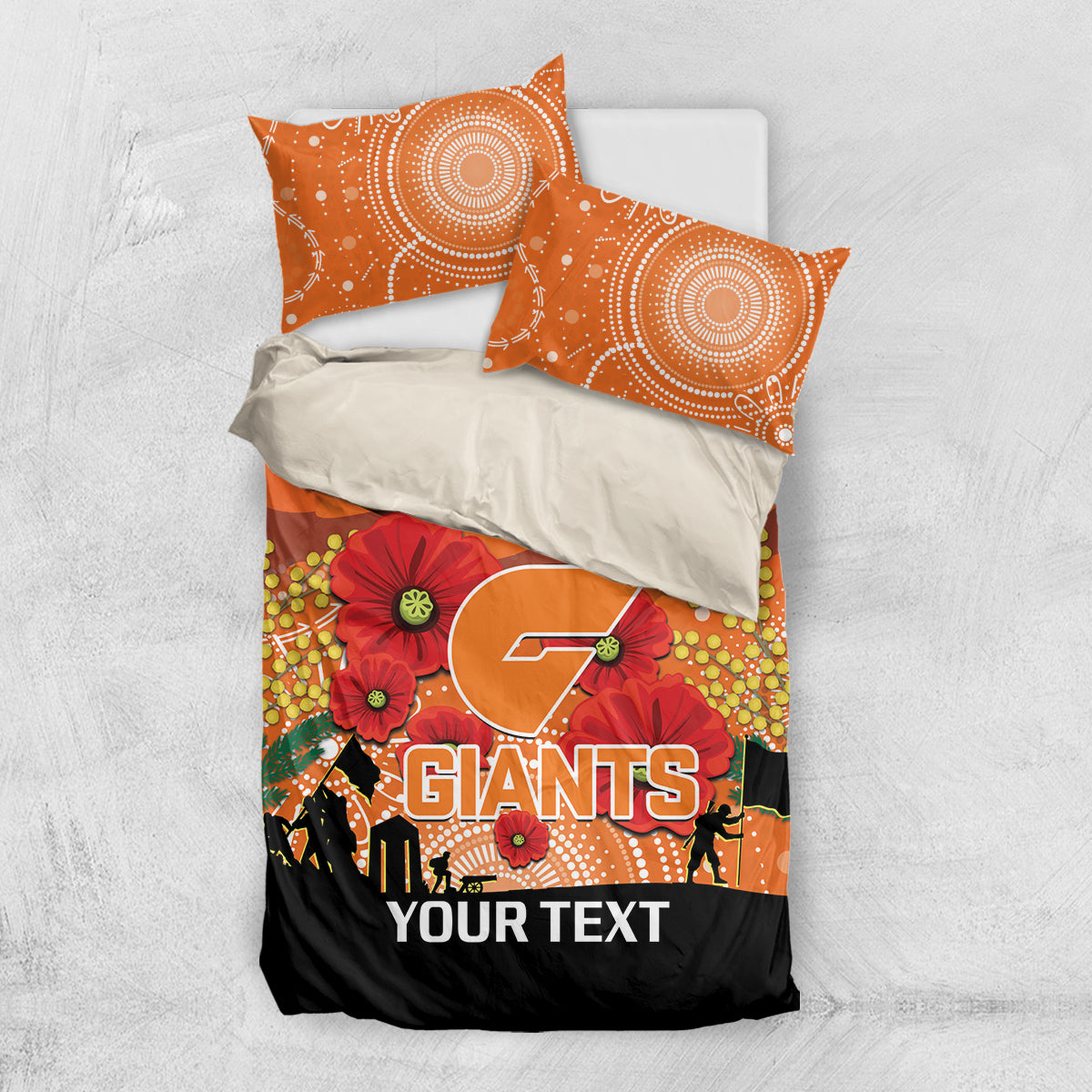 Custom Giants Football ANZAC Bedding Set Gallipoli Camouflage With Poppies