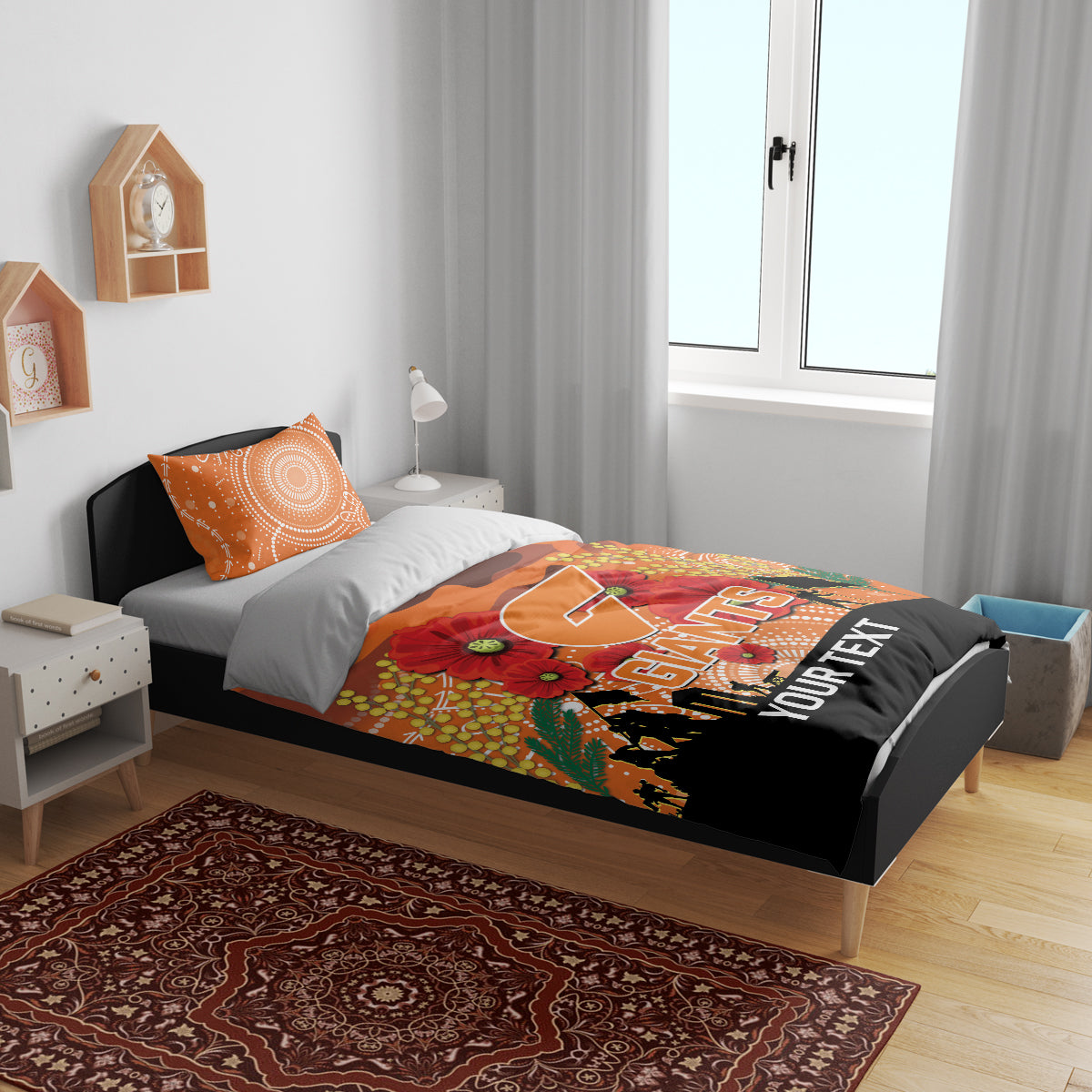 Custom Giants Football ANZAC Bedding Set Gallipoli Camouflage With Poppies