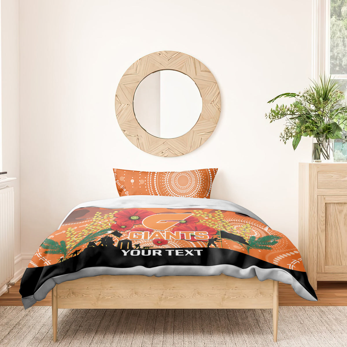 Custom Giants Football ANZAC Bedding Set Gallipoli Camouflage With Poppies