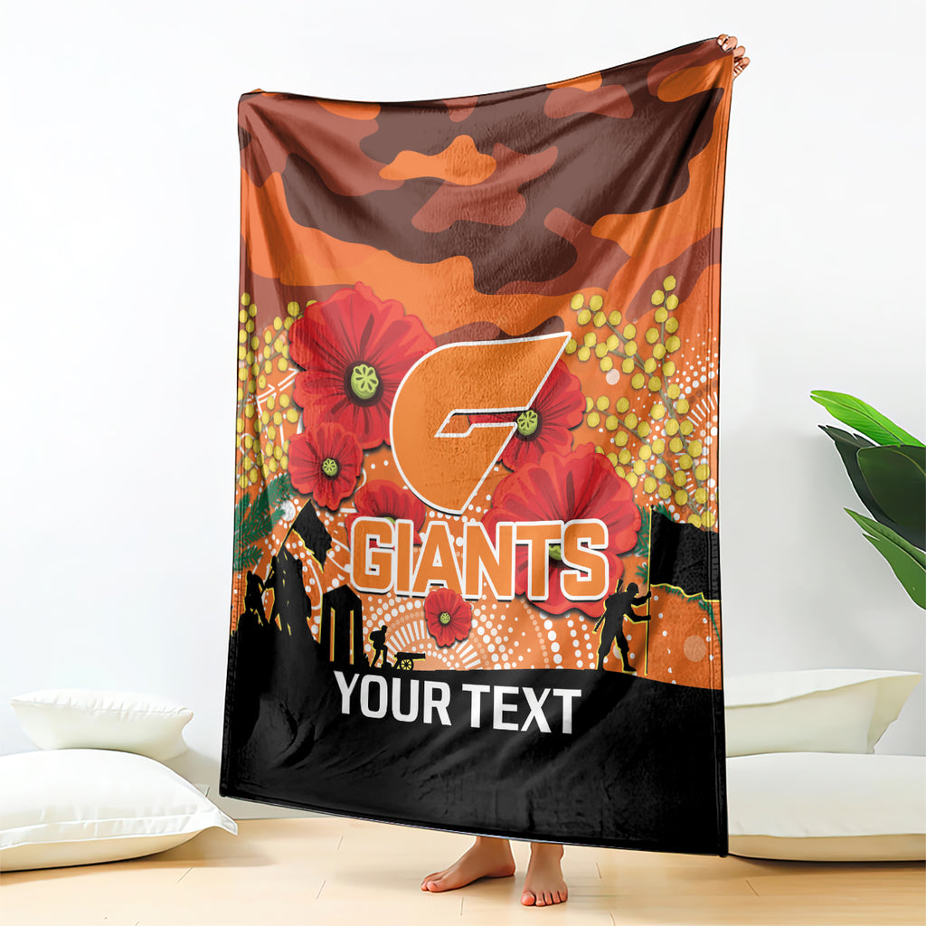 Custom Giants Football ANZAC Blanket Gallipoli Camouflage With Poppies