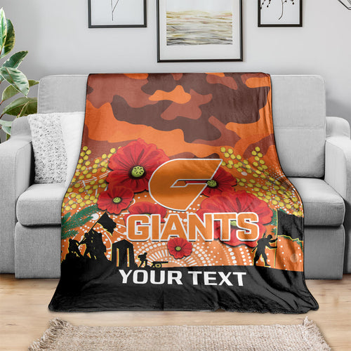 Custom Giants Football ANZAC Blanket Gallipoli Camouflage With Poppies