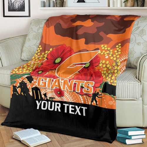 Custom Giants Football ANZAC Blanket Gallipoli Camouflage With Poppies