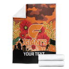 Custom Giants Football ANZAC Blanket Gallipoli Camouflage With Poppies